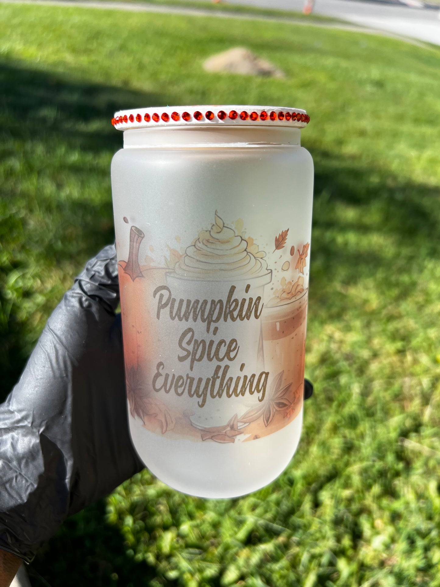 Pumpkin Spice Frosted Glass Can