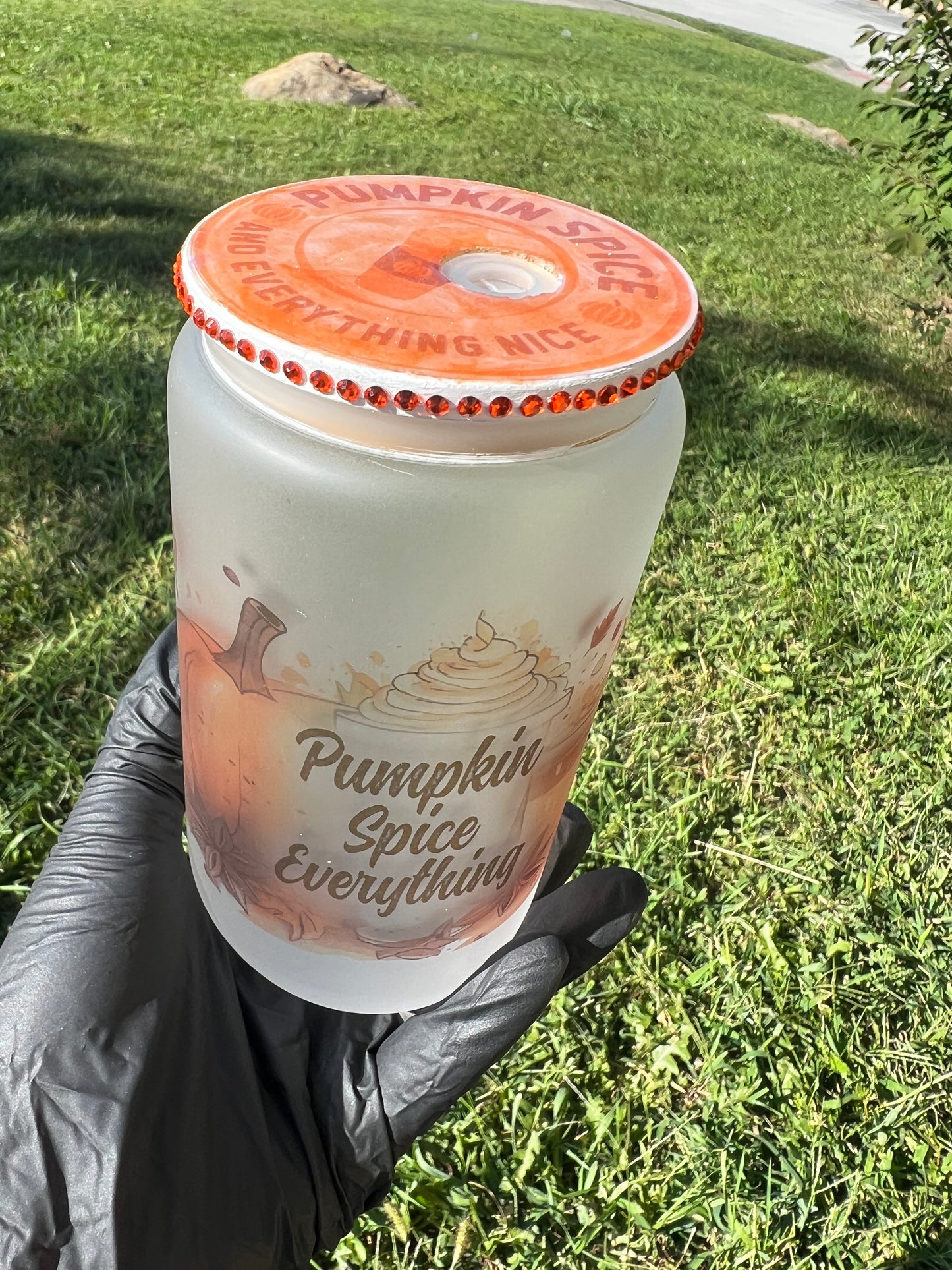 Pumpkin Spice Frosted Glass Can